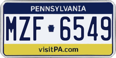 PA license plate MZF6549