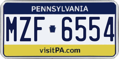 PA license plate MZF6554