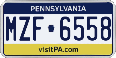 PA license plate MZF6558