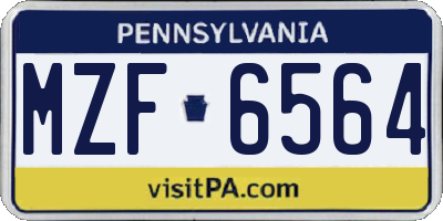 PA license plate MZF6564