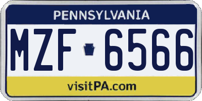 PA license plate MZF6566