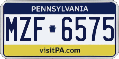 PA license plate MZF6575