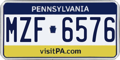 PA license plate MZF6576