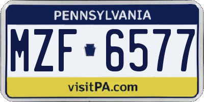 PA license plate MZF6577