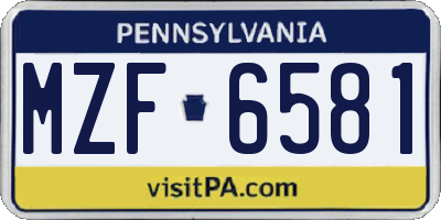 PA license plate MZF6581