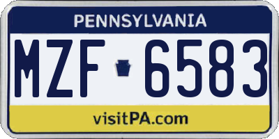 PA license plate MZF6583