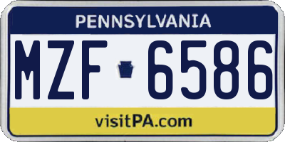 PA license plate MZF6586