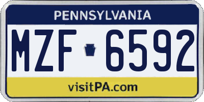 PA license plate MZF6592