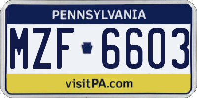 PA license plate MZF6603