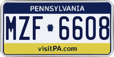 PA license plate MZF6608