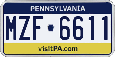 PA license plate MZF6611