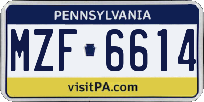 PA license plate MZF6614