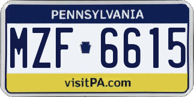 PA license plate MZF6615
