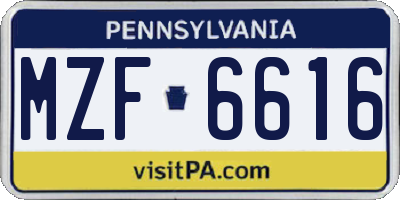 PA license plate MZF6616
