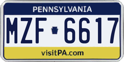 PA license plate MZF6617