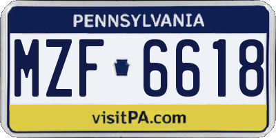 PA license plate MZF6618