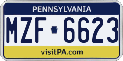 PA license plate MZF6623