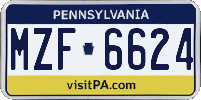 PA license plate MZF6624