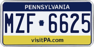 PA license plate MZF6625