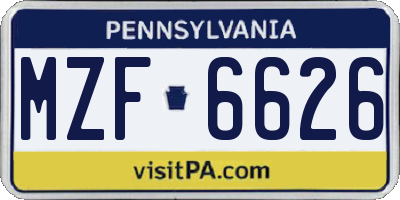 PA license plate MZF6626