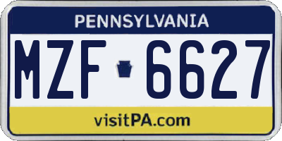 PA license plate MZF6627