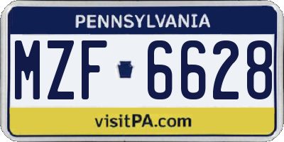 PA license plate MZF6628