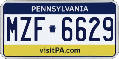 PA license plate MZF6629