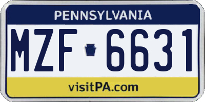PA license plate MZF6631