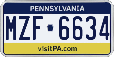 PA license plate MZF6634