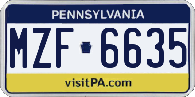 PA license plate MZF6635