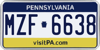PA license plate MZF6638