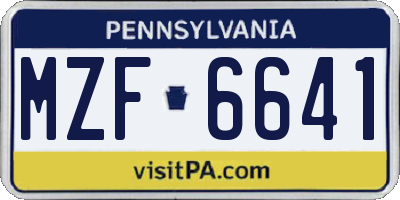PA license plate MZF6641