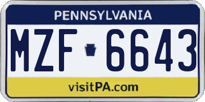 PA license plate MZF6643