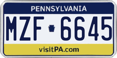 PA license plate MZF6645