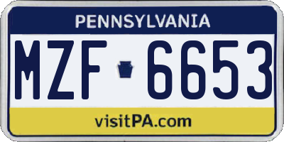 PA license plate MZF6653