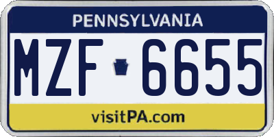 PA license plate MZF6655