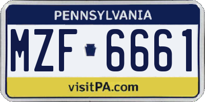 PA license plate MZF6661