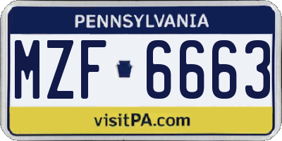 PA license plate MZF6663