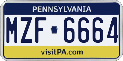 PA license plate MZF6664