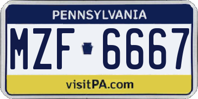 PA license plate MZF6667