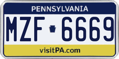 PA license plate MZF6669