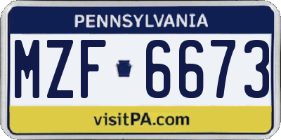 PA license plate MZF6673
