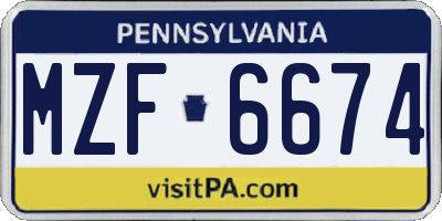 PA license plate MZF6674