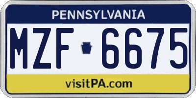 PA license plate MZF6675