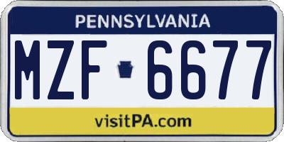 PA license plate MZF6677