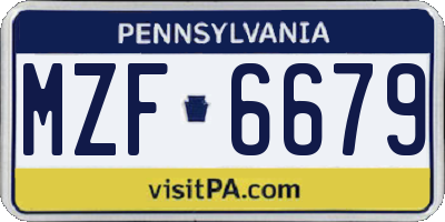 PA license plate MZF6679