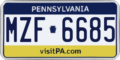 PA license plate MZF6685