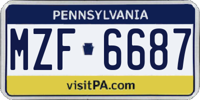 PA license plate MZF6687