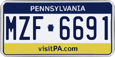 PA license plate MZF6691