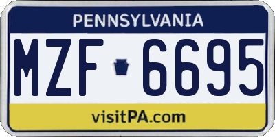 PA license plate MZF6695